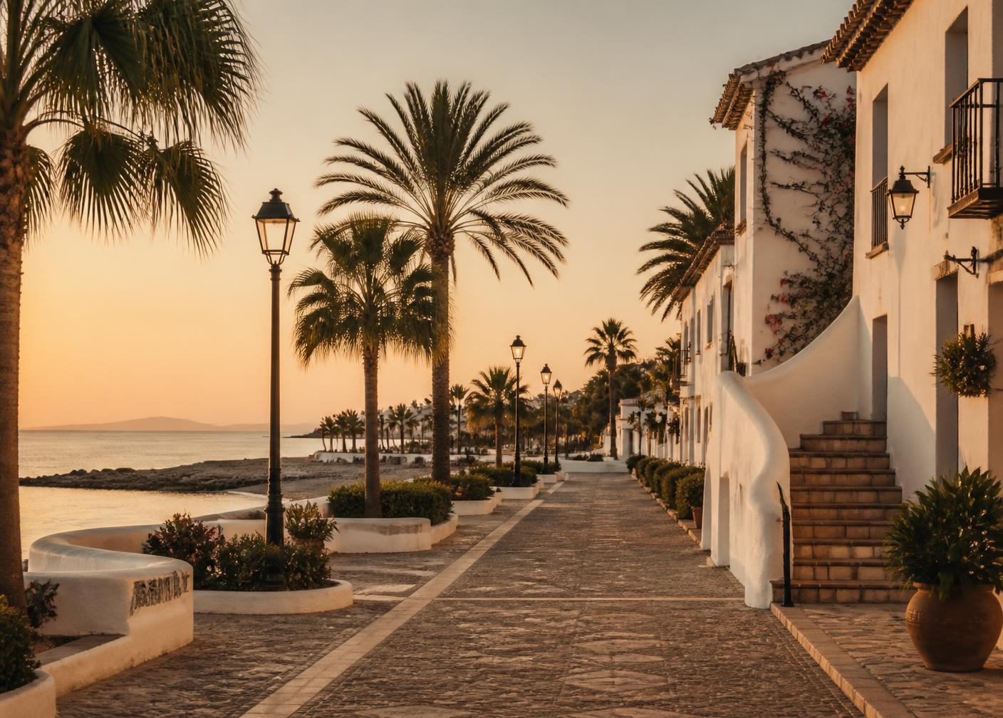 Interieur van een hoogwaardig Mediterraan appartement met zeezicht